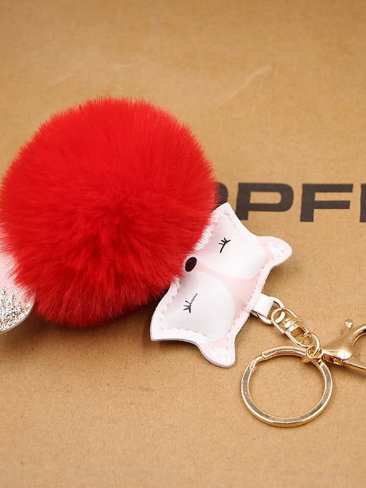 Women's Girls' Foxy Bag Charm Keychain Polyester Alloy Daily Light Pink Watermelon Red Scarlet Red bean paste - LuckyFash™