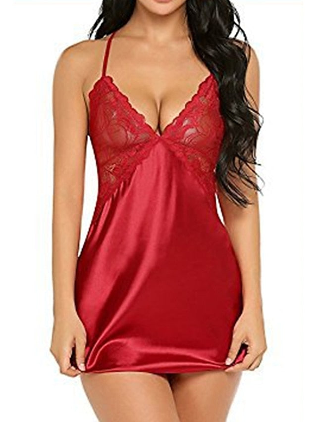 Women's Lace Dress Summer Dress Mini Dress Cute Sexy Lace Backless Solid Color Strap Home Lounge Black Pink 2023 Summer Spring S M L XL - LuckyFash™