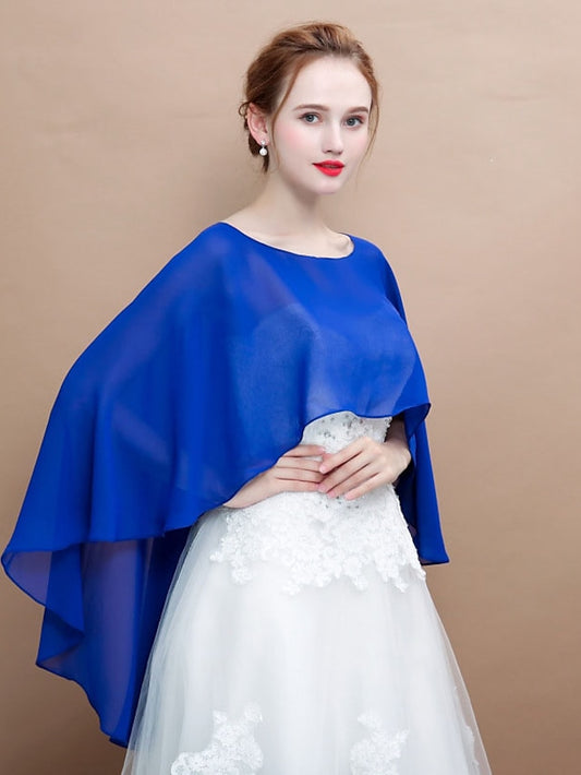 Women Solid Cloak Ladies Soft Wedding Capes Wedding Jacket Wraps Chiffon Shrug Bridal Long Shawl and Wraps Evening Wedding Cover Up - LuckyFash™