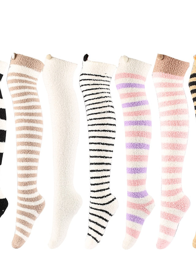 Women's Knee High Socks Home Daily Multi Color Polyester Spandex Basic Classic Warm Cute 1 Pair - LuckyFash™