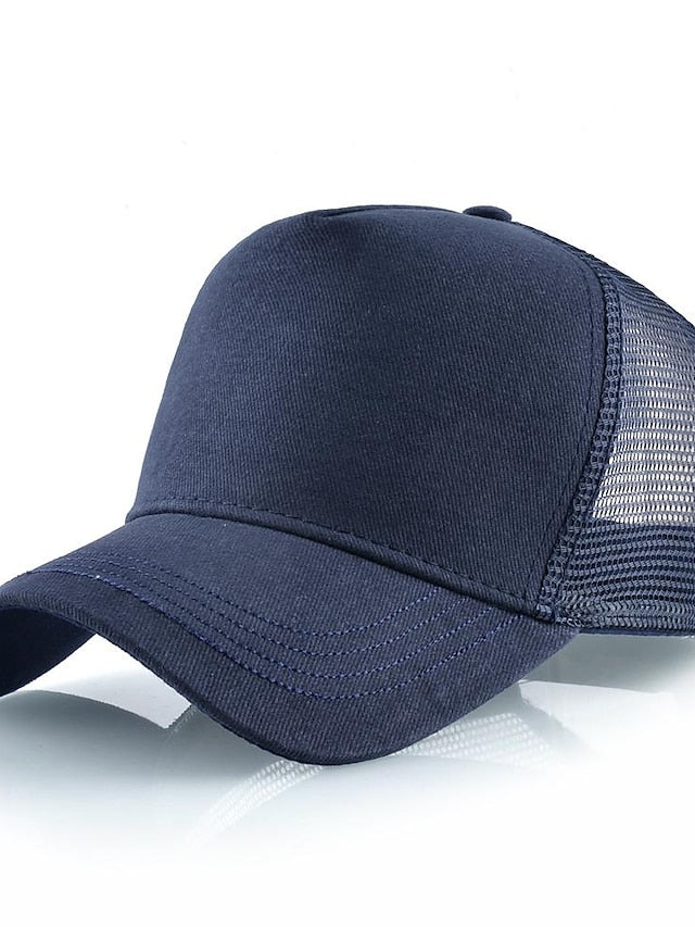 solid color cotton baseball cap european and american retro mesh cap peaked cap trucker hat men's spring and autumn simple tennis cap - LuckyFash™