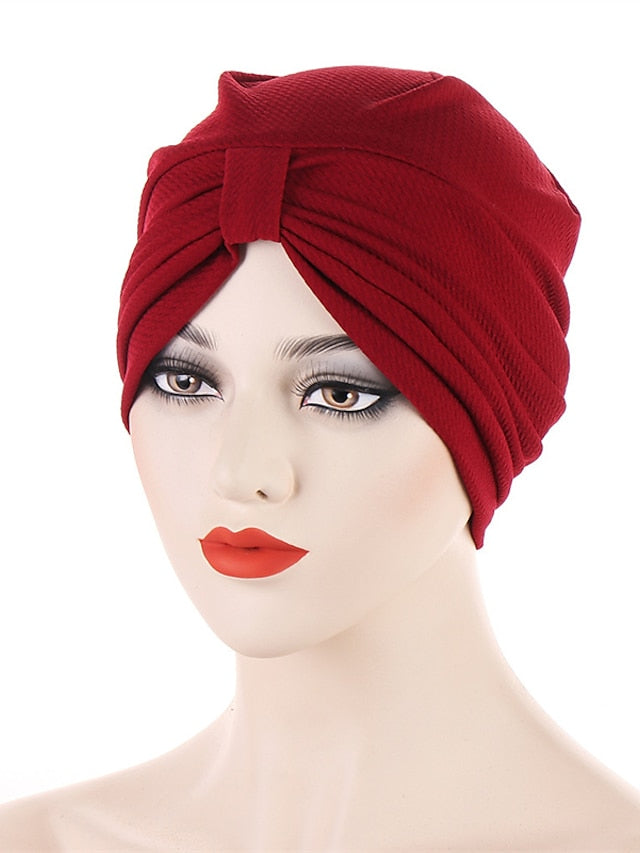 Fashion Solid Color Women Muslim Headscarf Top Knotted Turban Hat Sleep Hat Inner Hijab Bonnet Femme Round Head Cover Headwrap - LuckyFash™