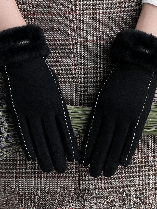 Women's Gloves Warm Winter Gloves Daily Holiday Stitching Lace Acrylic Fibers Simple 1 Pair - LuckyFash™
