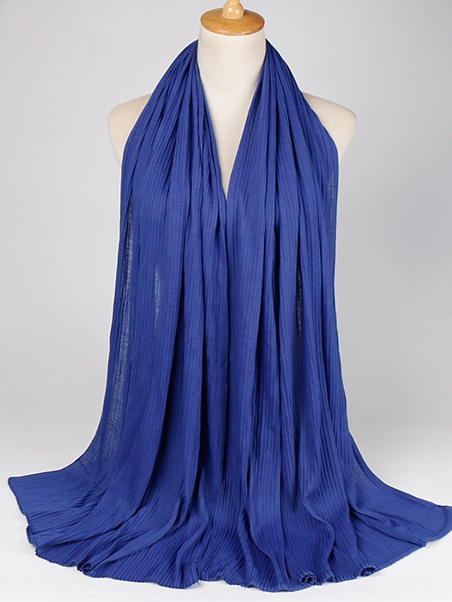 Multiple Colors Plain Solid Wrinkle Maxi Jersey Hijab Shawl Wrap Elastic Foulards Sjaal Arab Snood Islamic Muslim Headband 180*80Cm - LuckyFash™