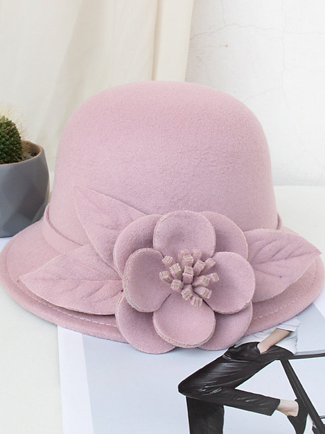 Women's Party Hat Party Wedding Special Occasion Flower Flower Wine Black Hat Red Fall Winter Spring Holiday - LuckyFash™