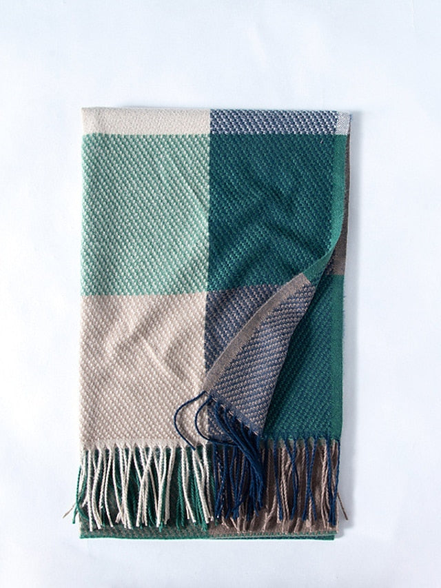 Shawls & Wraps Outdoor Dailywear Holiday Yellow Blue Orange Scarf Plaid for Women - LuckyFash™