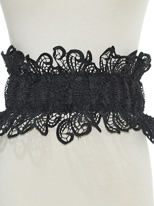 Women's Belt Lace White Black Wide Belt Party Outdoor Street Date Pure Color / Spring / Summer / Fall / Winter - LuckyFash™