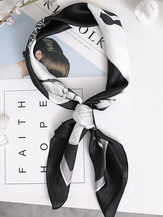 Square Scarf Infinity Scarf Date Work Outdoor White Pink Scarf Color Block for Women - LuckyFash™