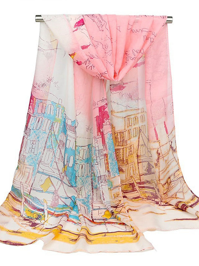 Scarves Satin Scarves Shawl Party Gift Daily Wear Chiffon Vintage Retro 1 PC for Women - LuckyFash™