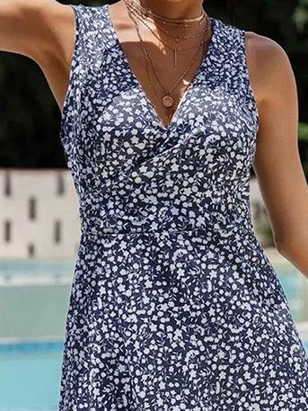 V-Neck Floral Lace-Up Sleeveless Casual Dress - LuckyFash™