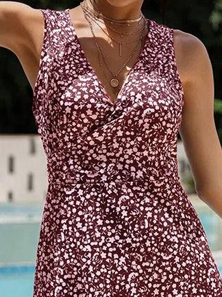 V-Neck Floral Lace-Up Sleeveless Casual Dress - LuckyFash™