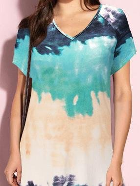 V-neck Open Back Color Block Dress - LuckyFash™