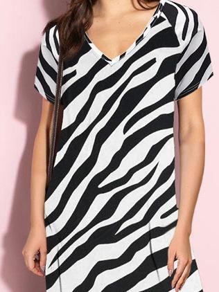 V-neck Open Back Zebra Printed Dress - LuckyFash™
