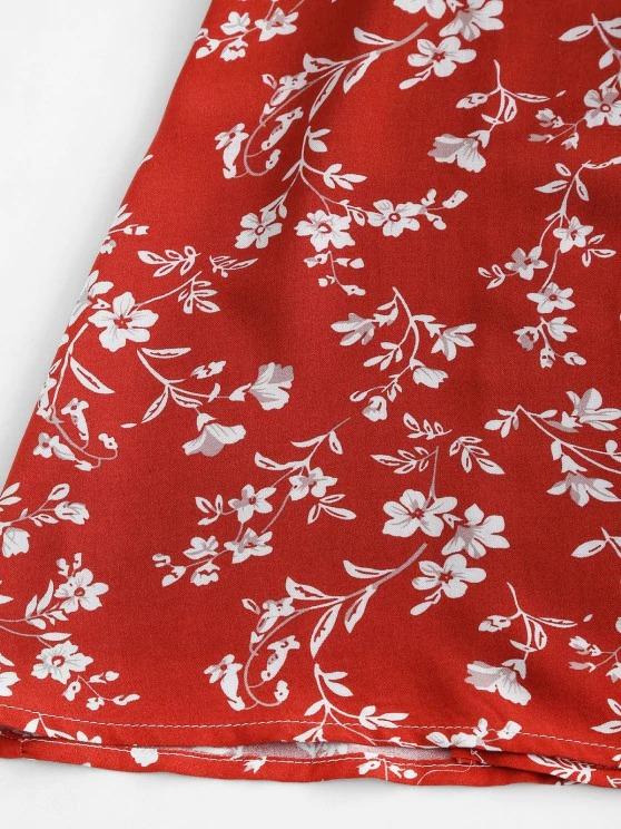 V Neck Tiny Floral Wrap Dress - LuckyFash™