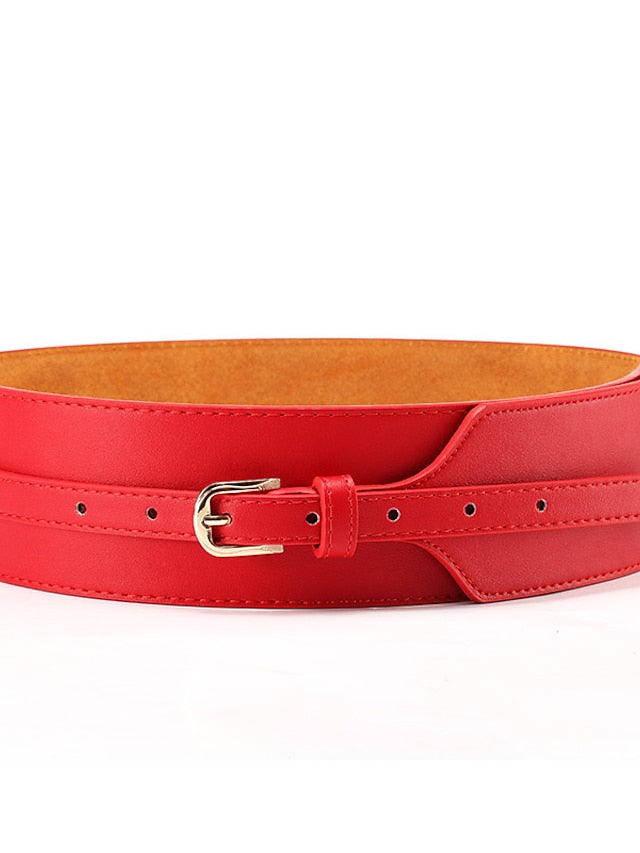 Women's Wide Belt Party Wedding Street Daily Black Red Belt Pure Color Brown Fall Winter Spring Summer - LuckyFash™