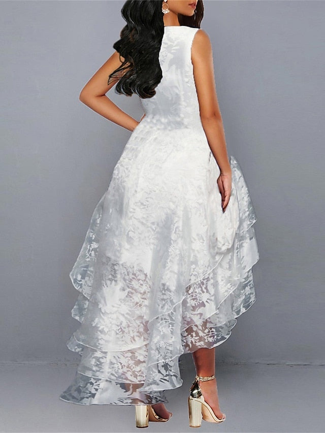 Women's Lace Dress Cocktail Dress Swing Dress Midi Dress White Green Gray Sleeveless Floral Lace Summer Spring Crew Neck Party Birthday Evening Party Wedding Guest 2023 S M L XL 2XL 3XL / Vacation - LuckyFash™