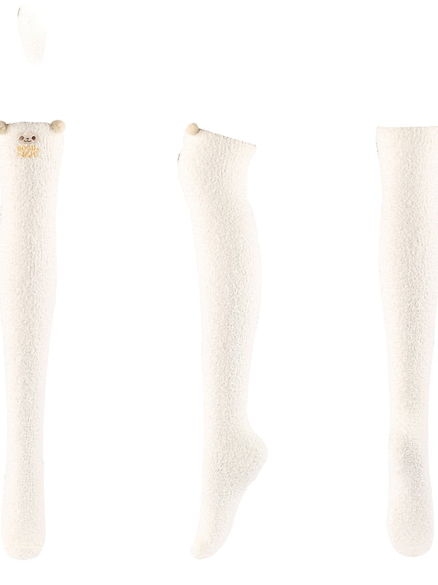 Women's Knee High Socks Home Daily Multi Color Polyester Spandex Basic Classic Warm Cute 1 Pair - LuckyFash™