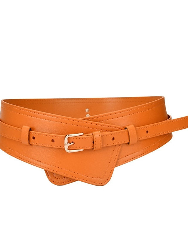 Belt Faux Leather White Black Camel Khaki Orange Wide Belt Outdoor Street Dailywear Holiday Pure Color / Spring / Summer / Fall / Winter for Women - LuckyFash™