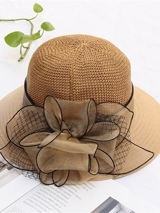 Women's Hat Bucket Hat Sun Hat Pink Wine Khaki Party Outdoor Dailywear Floral Floral Portable Windproof Comfort - LuckyFash™