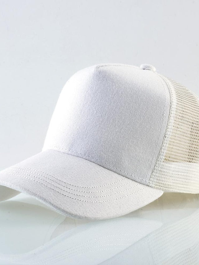 solid color cotton baseball cap european and american retro mesh cap peaked cap trucker hat men's spring and autumn simple tennis cap - LuckyFash™