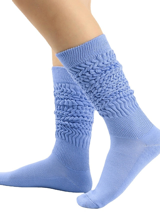 Women's Crew Socks Home Work Daily Solid Color Polyester Spandex Simple Casual Warm Casual 1 Pair - LuckyFash™
