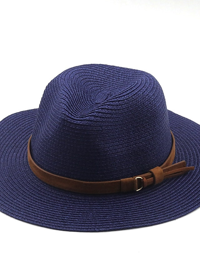 New Summer Straw Sun Hat Women Wide Brim Summer Outing Sun Visor Holiday Cool Hat Seaside Beach Sunscreen Hat Lady Jazz Hat - LuckyFash™