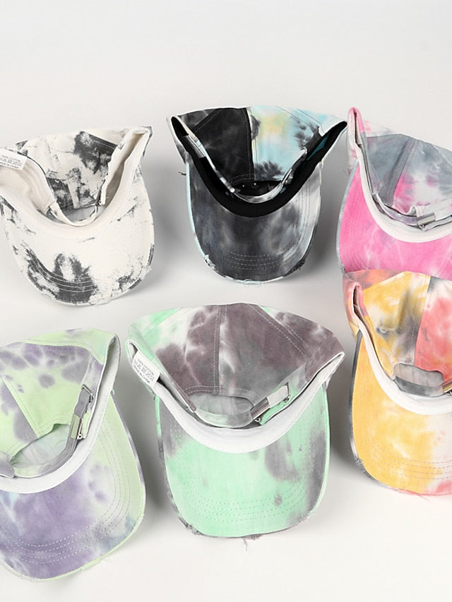 Hole Style New Tie Dye Irregular Gradient Baseball Cap Men's And Women's Colorful Cap Outdoor Sun Protection Adjustable Hat - LuckyFash™