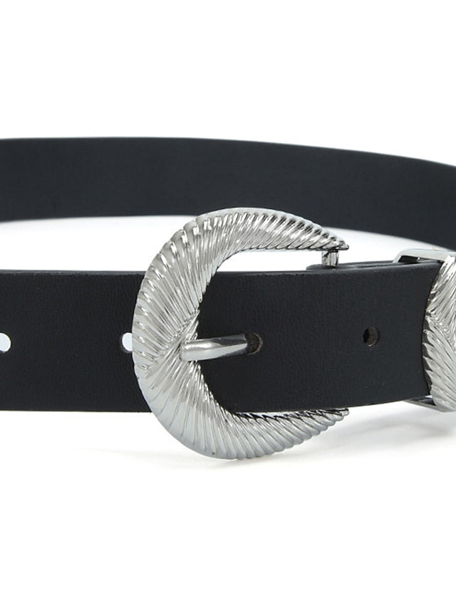 Unisex PU Buckle Belt PU Leather Prong Buckle D-ring Classic Casual Party Work Black White Pink Brown for Women - LuckyFash™