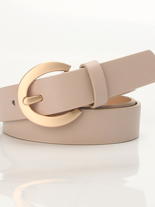 Women's Unisex PU Buckle Belt PU Leather Prong Buckle D-ring Casual Classic Gift Daily White Black Orange Brown - LuckyFash™