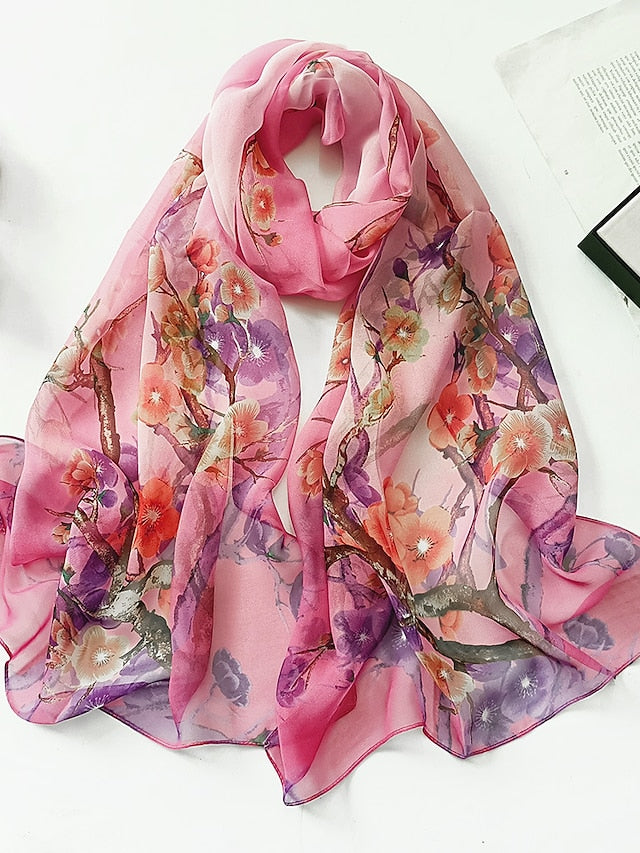 Flower Summer Women Thin Style Scarf Bandana Soft Bandana Female Elegant Shawl Hijab Hairscarves Beach Scarf - LuckyFash™