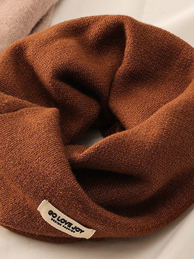 Women's Infinity Scarf Outdoor Dailywear Holiday Beige Black Khaki Scarf Pure Color - LuckyFash™