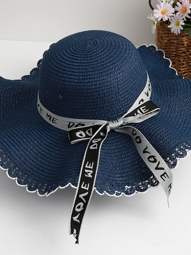 Women's Sun Hat Straw Hat Holiday Straw Vacation Beach Sunscreen Breathability Casual / Daily 1 pcs - LuckyFash™