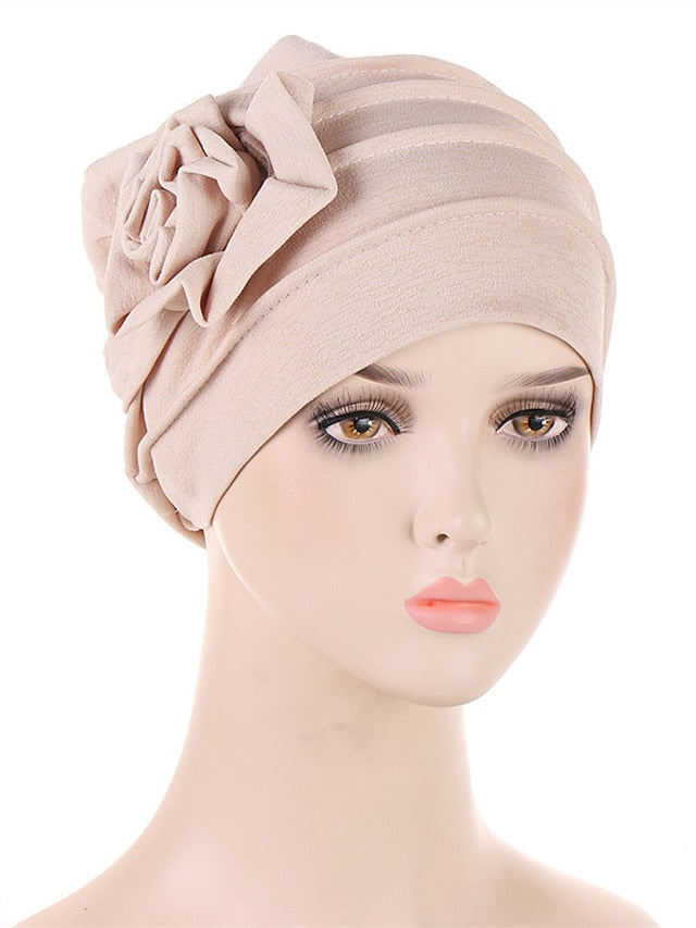 Women's Hats Spring Summer Flower Beanie Hat Muslim Stretch Turban Hat Hair Care Headwear Hijib Cap - LuckyFash™