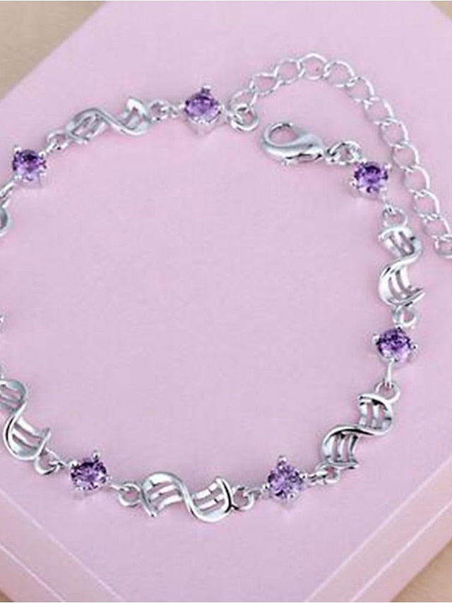 Women's Purple Chain Bracelet Classic Fashion Simple Alloy Bracelet Jewelry Silver For Daily Date - LuckyFash™