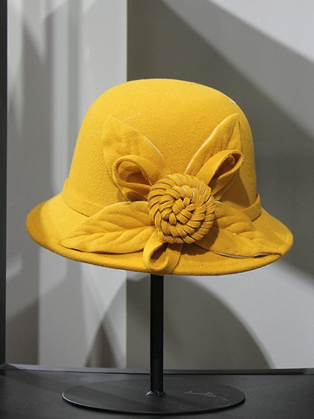 Women's Party Hat Party Wedding Special Occasion Flower Flower Wine Camel Hat / White / Blue / Fall / Winter / Spring - LuckyFash™