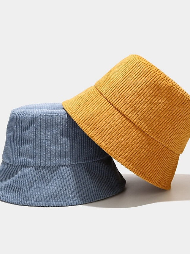 Fall Winter Classic Corduroy Bucket Hat Outdoor Panama Harajuku Style Fishing Bucket Hats For Female Male Unisex  Casual Solid Cap - LuckyFash™