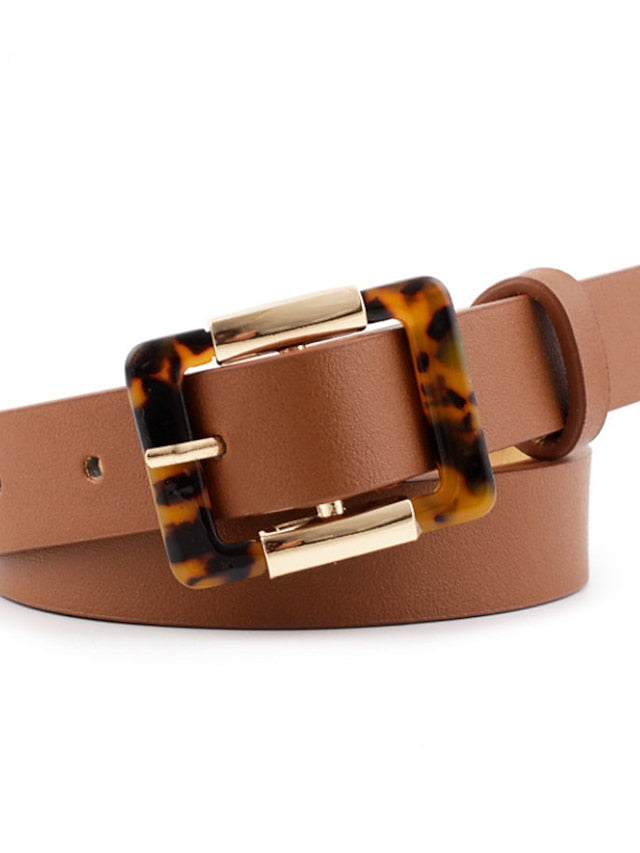 Unisex PU Buckle Belt PU Leather Prong Buckle Leopard Casual Classic Party Daily Black Brown Beige for Women - LuckyFash™