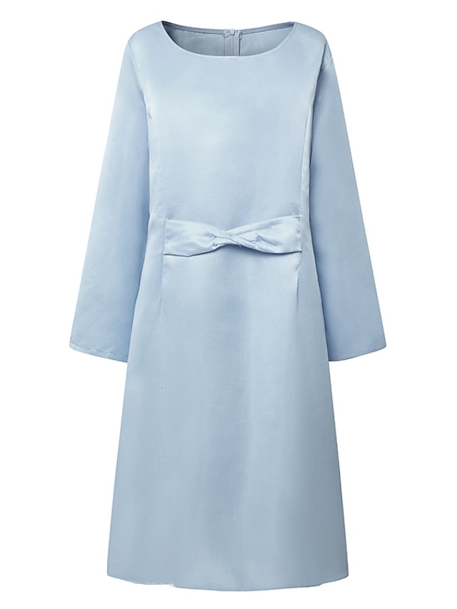 Lace Dress Dress Set Midi Dress Purple Pink Yellow Light Blue Gray Long Sleeve Pure Color Lace Hollow Out Spring Fall Crew Neck Elegant Party Spring Dress  S M L XL XXL 3XL 4XL 5XL for Women - LuckyFash™