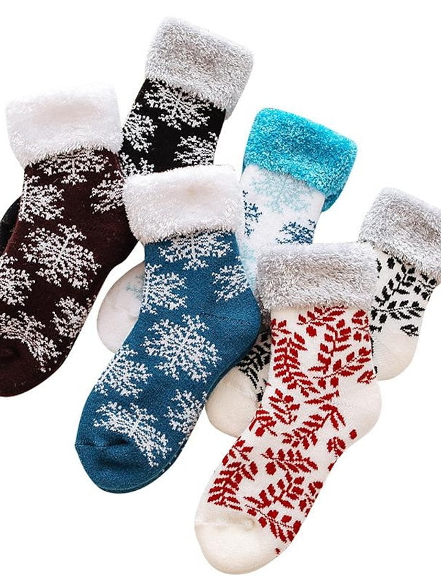 Women's Crew Socks Thick Winter Warm Socks Home Christmas Work Polyester Spandex Nylon Basic Casual Warm Elastic Casual 1 Pair - LuckyFash™