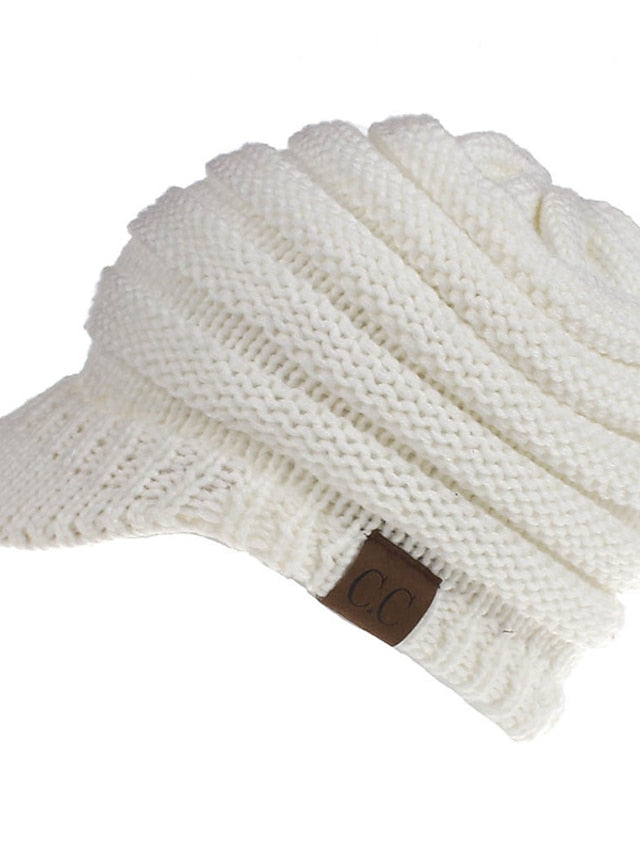 Women's Hat Baseball Cap Black Army Green Light Gray Outdoor Street Dailywear Knitted Pure Color Windproof Comfort Warm - LuckyFash™