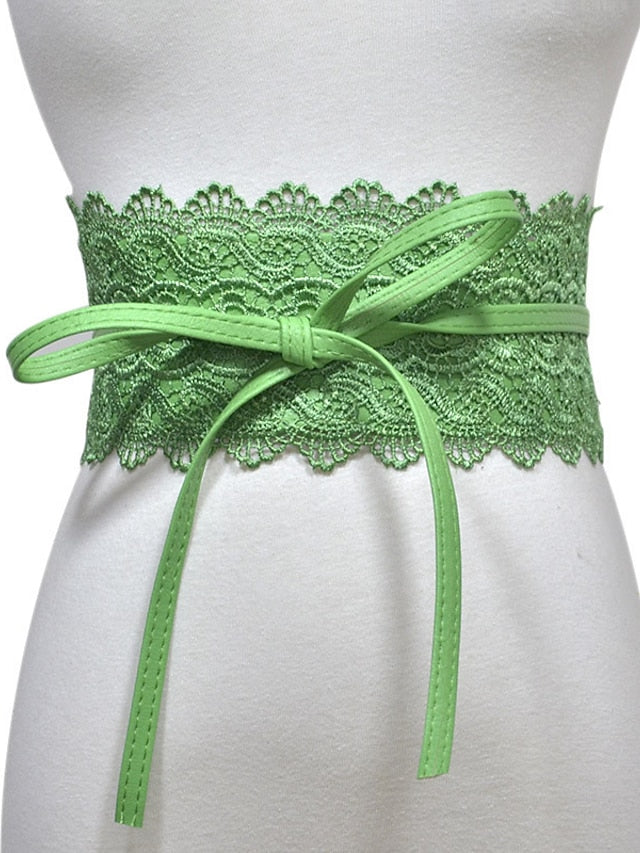 Women's Belt Faux Leather Green White Black Pink Yellow Wide Belt Outdoor Street Dailywear Holiday Pure Color / Spring / Summer / Fall / Winter / Red - LuckyFash™