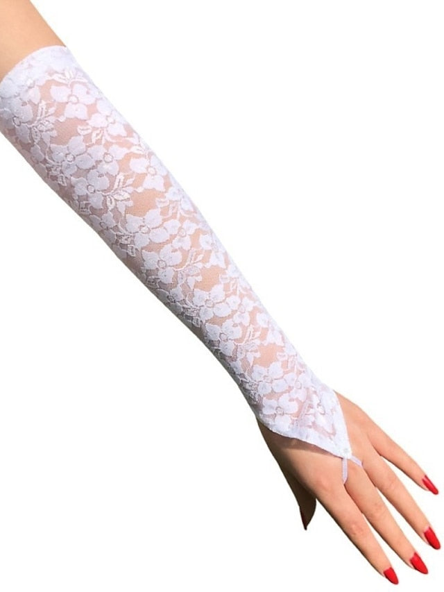 Women's Fingerless Gloves Lace Gloves Wedding Party Evening Gift Polyester Simple Bridal Gloves Sexy 1 Pair - LuckyFash™