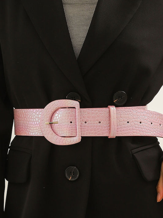 Belt PU Pink Waist Belt Daily Valentine's Day Plaid Pure Color for Women - LuckyFash™