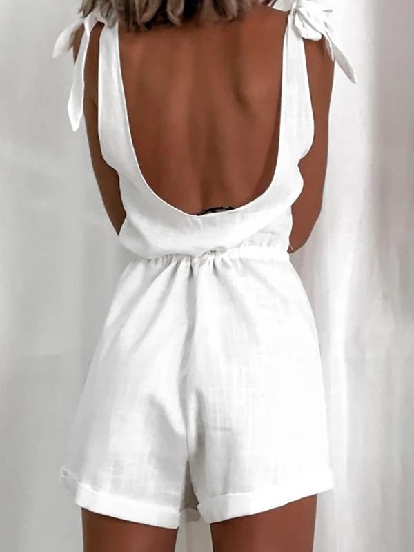 White High-waist Suspender Jumpsuit - LuckyFash™