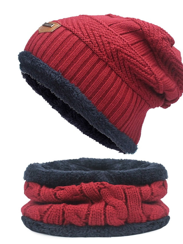 Men's Women's Slouchy Beanie Hat Winter Warm Set Outdoor Home Daily Solid / Plain Color Knitting Casual Casual / Daily 1 Pack - LuckyFash™
