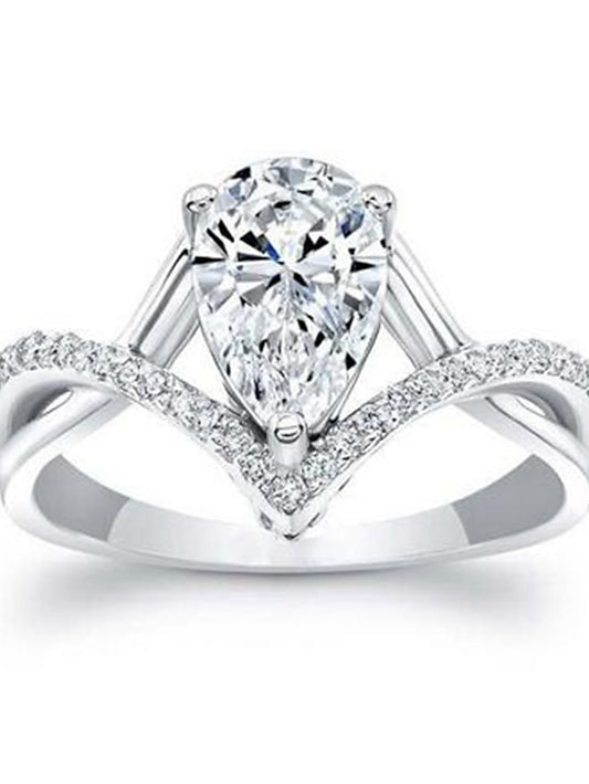 1PC Ring For Women's AAA Cubic Zirconia White Wedding Gift Alloy Classic Heart - LuckyFash™