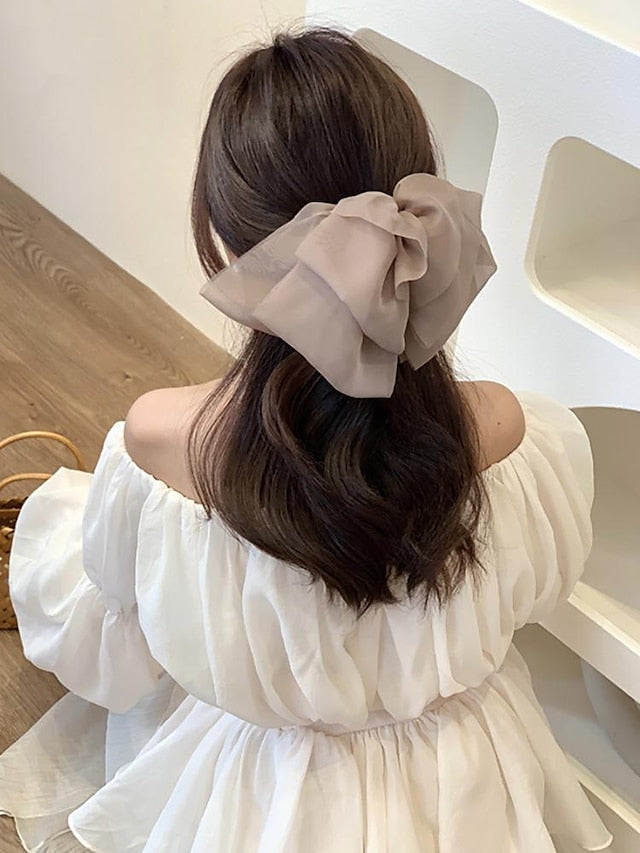 this issue must enter -5! mesh temperament big bow top clip back head hairpin 2022 net red new headwear - LuckyFash™