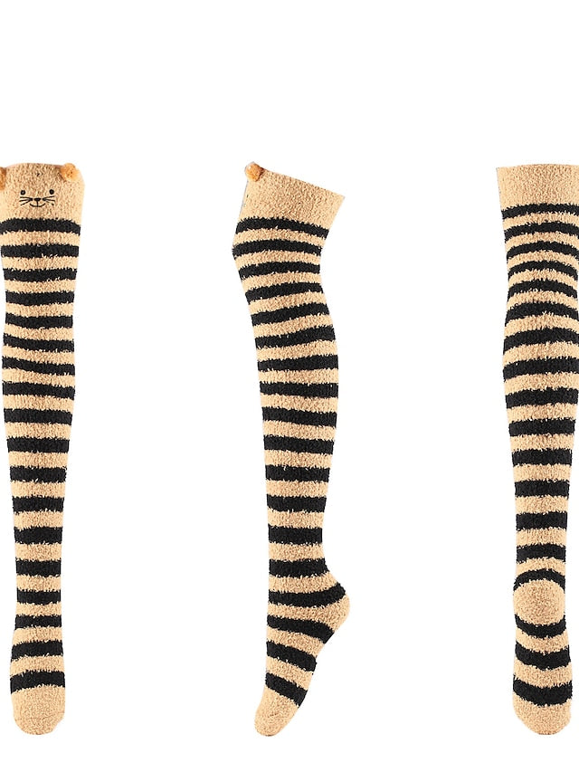 Women's Knee High Socks Home Daily Multi Color Polyester Spandex Basic Classic Warm Cute 1 Pair - LuckyFash™