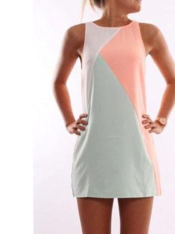Women Color Contrasting Sleeveless Dress - LuckyFash™