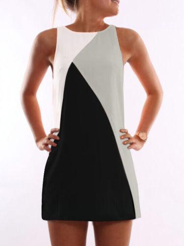 Women Color Contrasting Sleeveless Dress - LuckyFash™